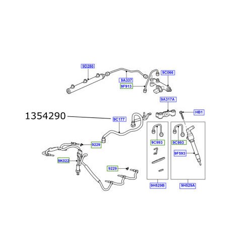 Conducta injectoare retur Discovery 3 Range Rover Sport 2700cc diesel 1354290