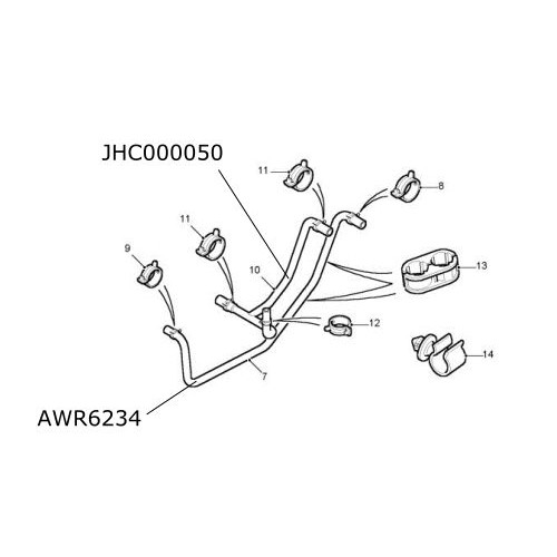 Furtun calorifer aeroterma retur Defender TD5 JHC000050
