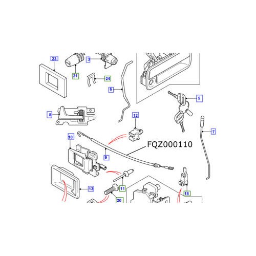 Cablu maner interior usa fata LR Freelander 2002-2003 FQZ000110