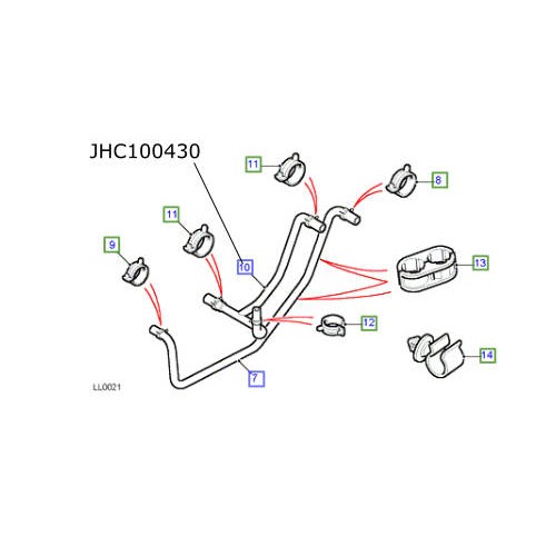 Furtun iesire calorifer LR Defender TD5  JHC100430