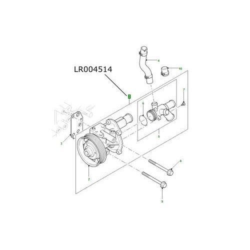 Pompa apa ansamblu conector LR Defender de la 2007 motor 2400 diesel LR004514