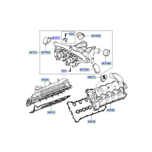 Galerie admisie dreapta motor 3600cc V8 Range Rover LR005274