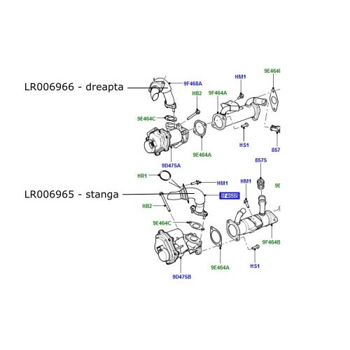 Conducta EGR stanga Range Rover L322 si Sport 3600cc diesel LR001858 LR006965
