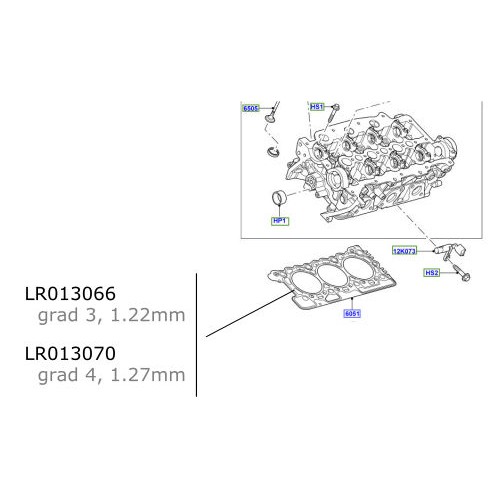 Garnitura chiulasa 1.27mm Discovery 4  Range Rover LR013070