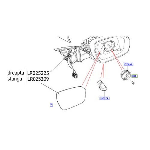 Sticla oglinda dreapta Range Rover Evoque LR025225