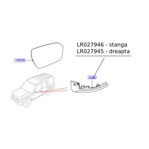 Lampa semnal oglinda Discovery 4 Range Rover LR027945