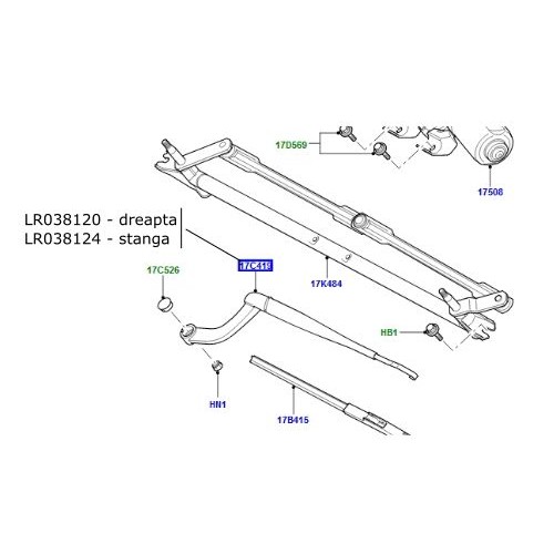 Brat stergator parbriz dreapta Land Rover Discovery 4 LR038120
