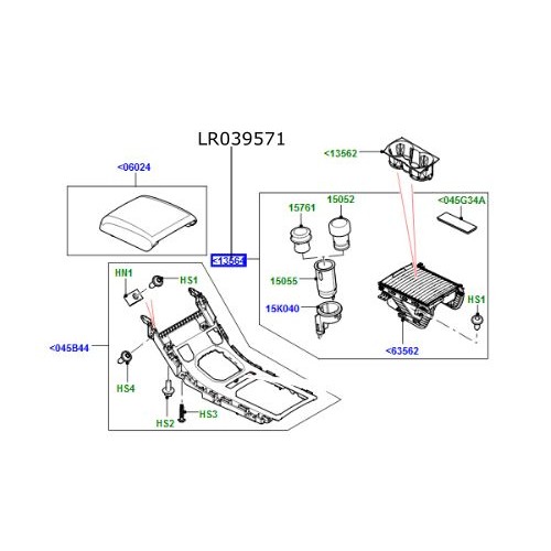 Suport pahare ansamblu consola bord Range Rover Evoque LR039571