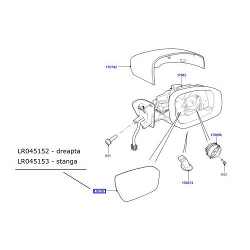 Sticla oglinda stanga Land Rover Discovery 4 Range Rover L405 si Sport LR045153