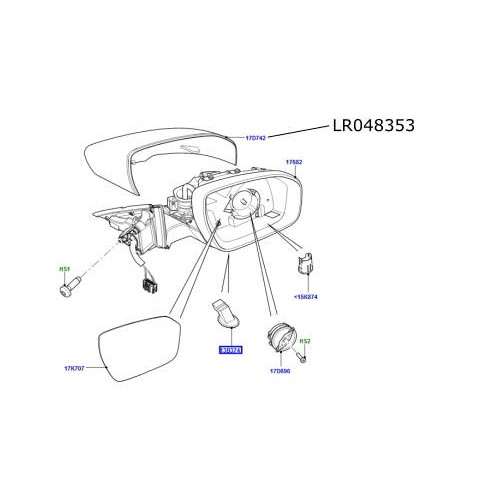 Capac oglinda dreapta LR Discovery Sport RR Evoque LR048353
