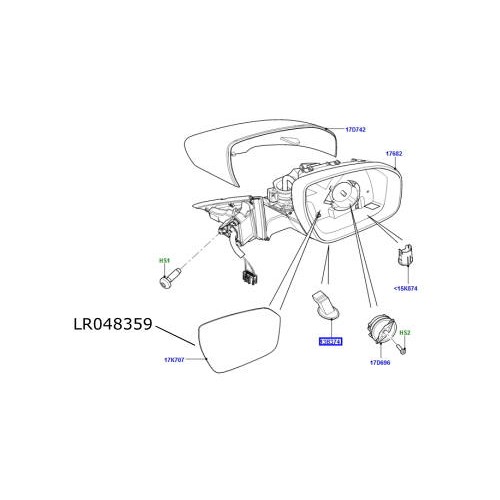 Sticla oglinda dreapta LR Discovery Sport RR Evoque LR048359