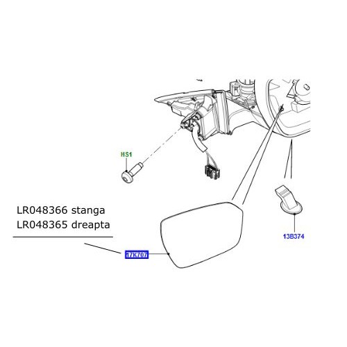 Sticla oglinda stanga LR Discovery Sport Range Rover Evoque LR048366
