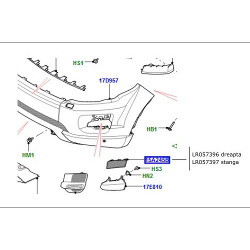Grila superioara proiector dreapta bara fata Range Rover Evoque LR057396