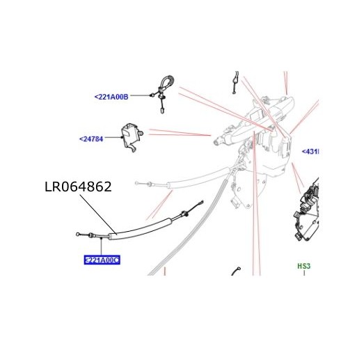 Cablu maner interior usa fata Range Rover L405 si Sport LR064862