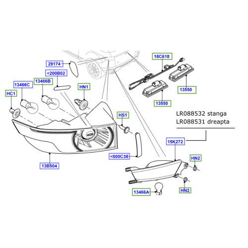 Lampa spate ceata stanga Range Rover Evoque LR025149 LR088532