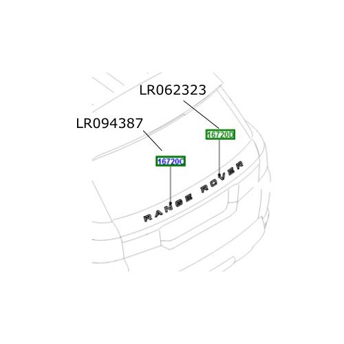 Emblema logo hayon "Range" Range Rover Sport de la 2014 LR094387