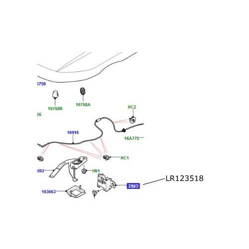 Broasca capota cu senzor LR Discovery 5 si Sport Range Rover Sport Velar si Evoque LR123518