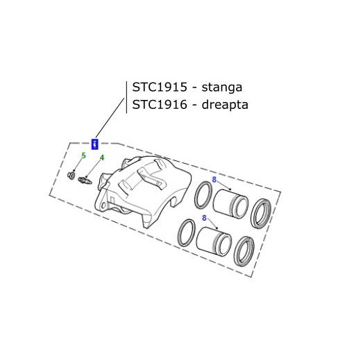 Etrier frana fata dreapta Land Rover Discovery 2 Range Rover P38 STC1916
