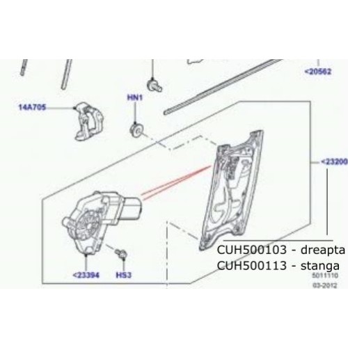 Macara geam fata stanga pana la 2006 Land Rover Discovery 3 Range Rover Sport CUH500113