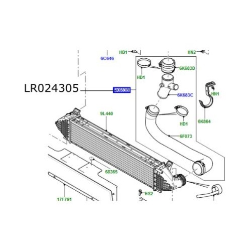 Furtun intercooler stanga Range Rover Evoque 2000cc benzina LR024305