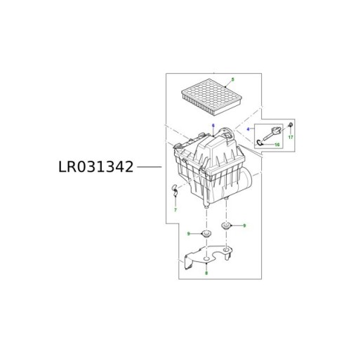 Filtru aer ansamblu cu carcasa LR Defender pana la 2016 LR031342