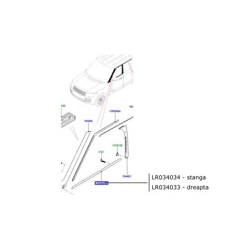 Ornament inferior geam fata stanga Range Rover L405 LR034034