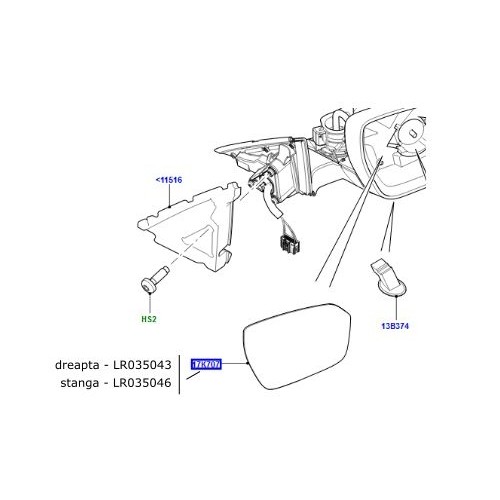 Sticla oglinda stanga Discovery 5 Range Rover L405 si Sport LR035046