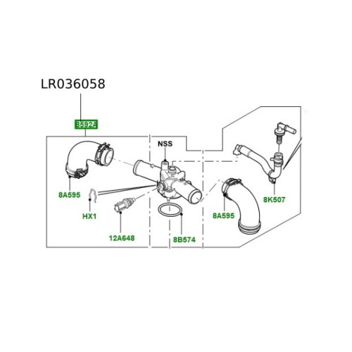 Ansamblu conector carcasa termostat Range Rover L405 si Sport 4.4 TDV8 LR036058